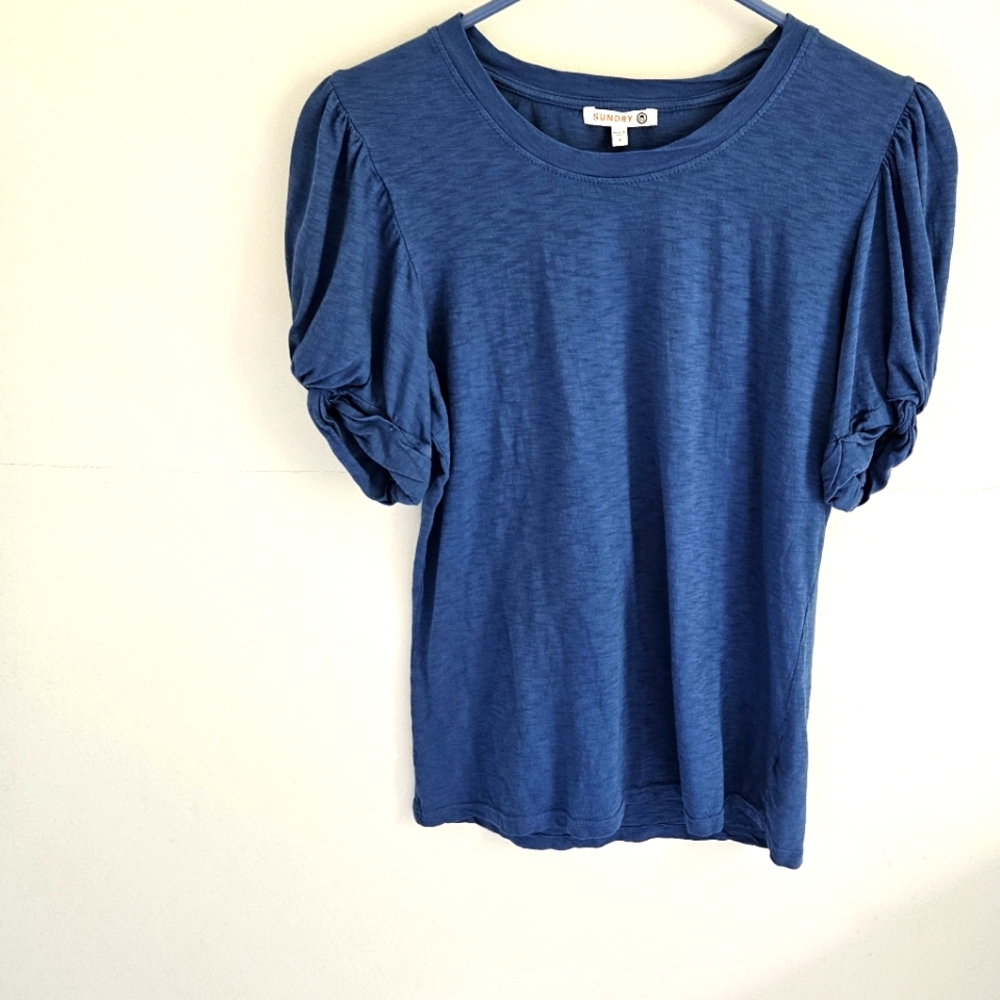 Sundry Blue Puff Sleeve Tshirt Top